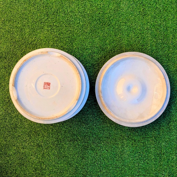 Vintage Chinese Hand Painted Stoneware Serving/Storage 8.5" Large Bowl w/Lid NOS - Picture 5 of 7